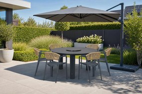 Tuinset Ronde Tuintafel 6 personen 150 cm Kunststof Grijs  Domani Furniture Toscano/Arancia
