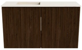 Mondiaz Joya DLux 70cm toiletmeubel walnut met wastafel faye links zonder kraangat meli