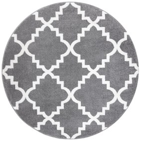 Tapijt SKETCH ROND - F343 grijs / witkleuring klaver Marokkaanse , trellis