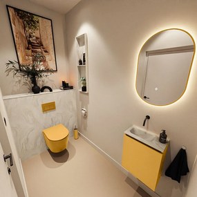 Mondiaz Ture DLux toiletmeubel 40cm ocher met wastafel ostra links zonder kraangat