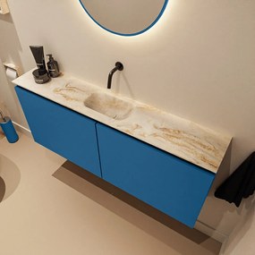 Mondiaz Ture DLux toiletmeubel 120cm jeans met wastafel frappe midden zonder kraangat