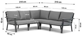 Hoek loungeset  Aluminium Grijs 6 personen Lifestyle Garden Furniture Palazzo