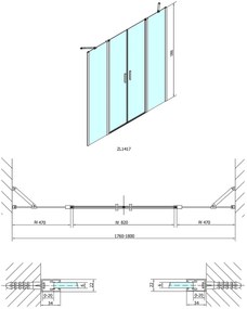 Polysan Zoom Line pendeldeur 180cm chroom