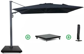 Zweefparasol 3x3.5m S2 Excellent (incl. voet + hoes) Grijs-antraciet Camello Luna