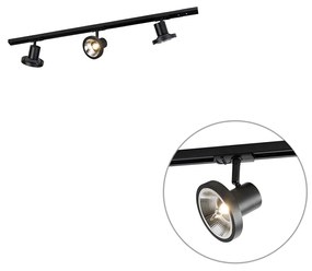 Modern railsysteem met 3 Spot / Opbouwspot / Plafondspots zwart 1-fase 100 cm - Iconic Jeany Modern GU10 Binnenverlichting Lamp