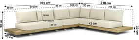 Hoek loungeset 6 personen Teak Taupe  Santika Furniture Santika
