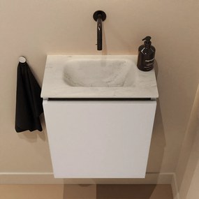 Mondiaz Ture DLux toiletmeubel 40cm linen met wastafel opalo midden zonder kraangat