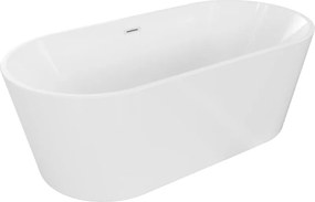 Mexen Luna vrijstaande badkuip 140 x 75 cm, wit, witte overloop - 52031407500-20