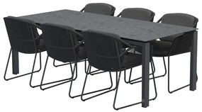 4 Seasons Outdoor Accor eetset met Goa tafel HPL blad 220 cm dark grey * Sale *  Tuinset    antraciet weerbestendig