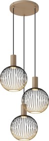 Ascha 3-lichts Hanglamp Zwart Beige