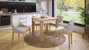 FONTE Eikenhout Artisan / beige - KLASSIEKE KEUKEN- /WOONKAMERTAFEL 85x75 UITKLAPBAAR TOT 130 cm!