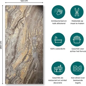 PVC Marmer Wandpaneel Onyx Glans Bruin 260x122x0,3cm