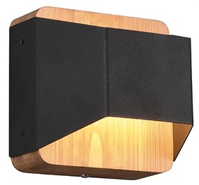 Wandlamp zwart 12 cm incl. LED 3-staps dimbaar - Tyko Modern vierkant Binnenverlichting Lamp