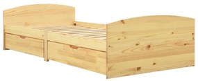 vidaXL Bedframe met 2 lades massief grenenhout 90x200 cm