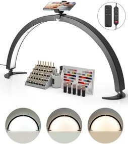 VEVOR Bureaulamp met halve maan voor nagels met telefoonhouder (40W, 735 mm lang) Nageltechnieklamp, nageltafellamp met verstelbare helderheid, LED-tafellamp voor nagelstyliste Wimperverlenging