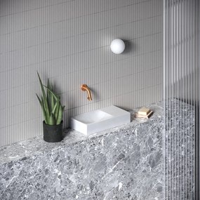 Clou Vale fontein solid surface 38cm zonder kraangat rechts wit mat