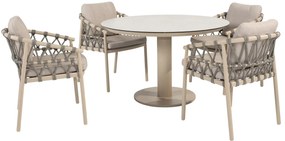 Taste by 4 Seasons Piacenza tuinset met Prado tafel 160 cm keramiek Tuinstoel   beige weerbestendig