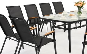 Modena/Bitonto Wood metalen tuinmeubelen voor 12 personen met grote Garden Point tafel zwart