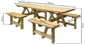 Picknicktafel Belfast XL 240 - Open instap