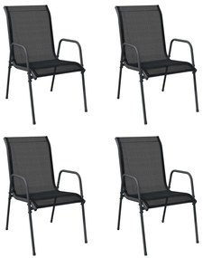 vidaXL Tuinstoelen 4 st staal en textileen zwart