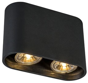 QAZQA Moderne Spot / Opbouwspot / Plafondspot zwart - Ronda duo Design, Modern GU10 ovaal Binnenverlichting Lamp