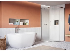 Crosswater Asura Kwartronde Douchedeur - 8mm - 120x80cm - met zijwand - hendel gecanneleerd - gepolijst RVS SW1208441/SW1176439