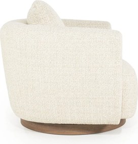 Draaibare Fauteuil Beige Met Walnoot Hout