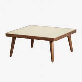 Marilia Tuincentrumtafel In Cement En Acaciahout Tapioca Beige & 70 X 70 Cm - Sklum