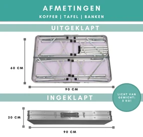 Niceey Campingtafel met Banken - Klaptafel - Zwart