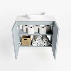 Mondiaz Fowy toiletmeubel 60cm clay met witte waskom midden en kraangat