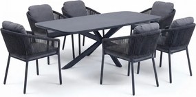 Sayanora Joshua dining tuinset 7 delig 240x110xH74 cm antraciet keramiek