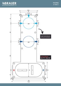 Brauer Stripe inbouwthermostaat met 2 stopkranen chroom