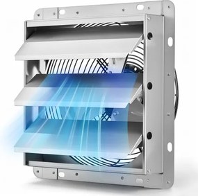 VEVOR 269mm afzuigventilator met lamellen, industriële wandventilator, 25,5W, stalen behuizing, wandmontage, 1380m³/h, 1400rpm, stille werking, ventilatie + koeling voor garage, kas, werkplaats, stal