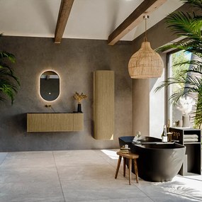 Mondiaz Kurve-dlux 125cm badmeubel ronding rechts dusk met 1 lade en deur en wastafel big medium links zonder kraangat lava