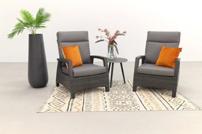 Darwin verstelbare loungestoelen + Brasilia bijzettafel rond - antraciet