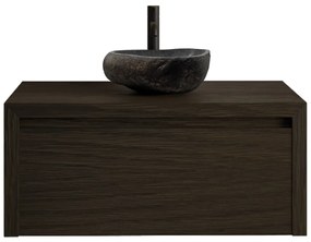 Gliss Design Ares badmeubel 60cm charcoal met rivierstenen waskom
