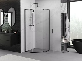 Mexen Exo-R vijfhoekige douchecabine 90 x 90 cm, transparant, zwart - 812-090-090-70-00