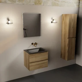Mondiaz Aivy badmeubel 60cm chai met wastafel solid surface urban midden zonder kraangat en spiegel