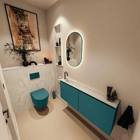 MONDIAZ TURE-DLUX 120cm toiletmeubel Smag. EDEN wastafel Ostra positie links. Met 1 kraangat. TUREDX120SMAL1OST