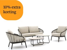 + 10% kassakorting | Stoel-bank loungeset Apple Bee | 4 personen | Loungeset Beige | Wicker (vlechtwerk) | Kees Smit Tuinmeubelen