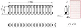 Eastbrook Rivassa 4 koloms radiator 135x30cm staal 1633W wit glans