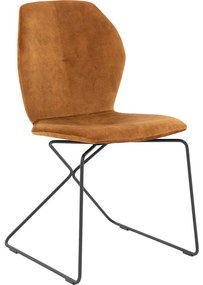 Goossens Excellent Eetkamerstoel Manzini cognac velvet stof leuning, modern design