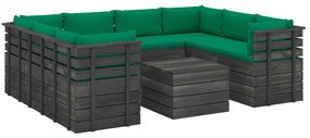 vidaXL 9-delige Loungeset met kussens pallet massief grenenhout