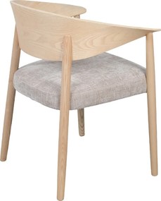 Eetkamerstoel Gebogen Hout Met Beige Stof
