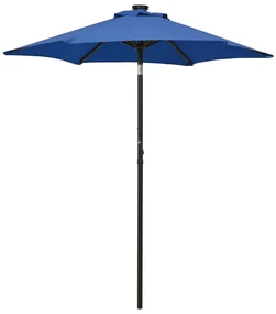 vidaXL Parasol met LED-verlichting 200x211 cm aluminium azuurblauw