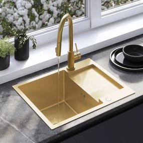 Stalen spoelbak Paul BRUSH GOLD