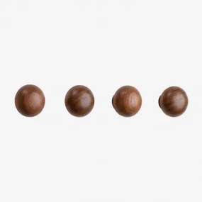 Set Van 4 Houten Wandhaken Crel Donker Acaciabruin - Sklum