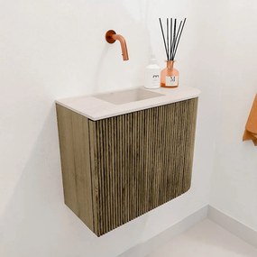 Mondiaz Joya DLux 50cm toiletmeubel ronding rechts dusk met wastafel faye links zonder kraangat meli