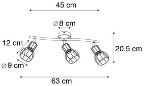 Moderne plafondSpot / Opbouwspot / Plafondspot zwart 63 cm 3-lichts verstelbaar - Botu Modern E14 Binnenverlichting Lamp