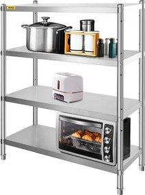 VEVOR roestvrijstalen plank, voor keuken, garage, berging, balkon, 48 x 18,9 x 59 inch / 122 x 48 x 150 cm